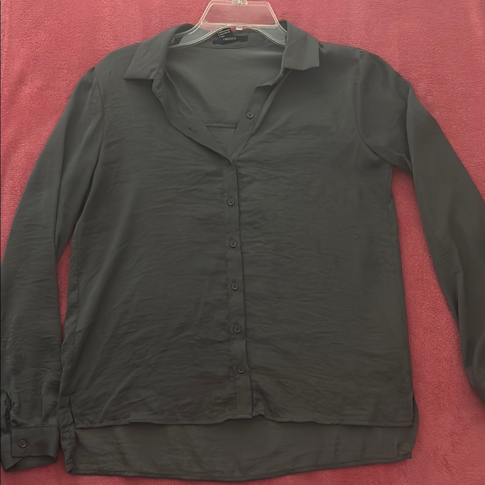 Forever 21 Charcoal Button-Up Shirt